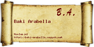 Baki Arabella névjegykártya